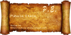 Puhola Etele névjegykártya